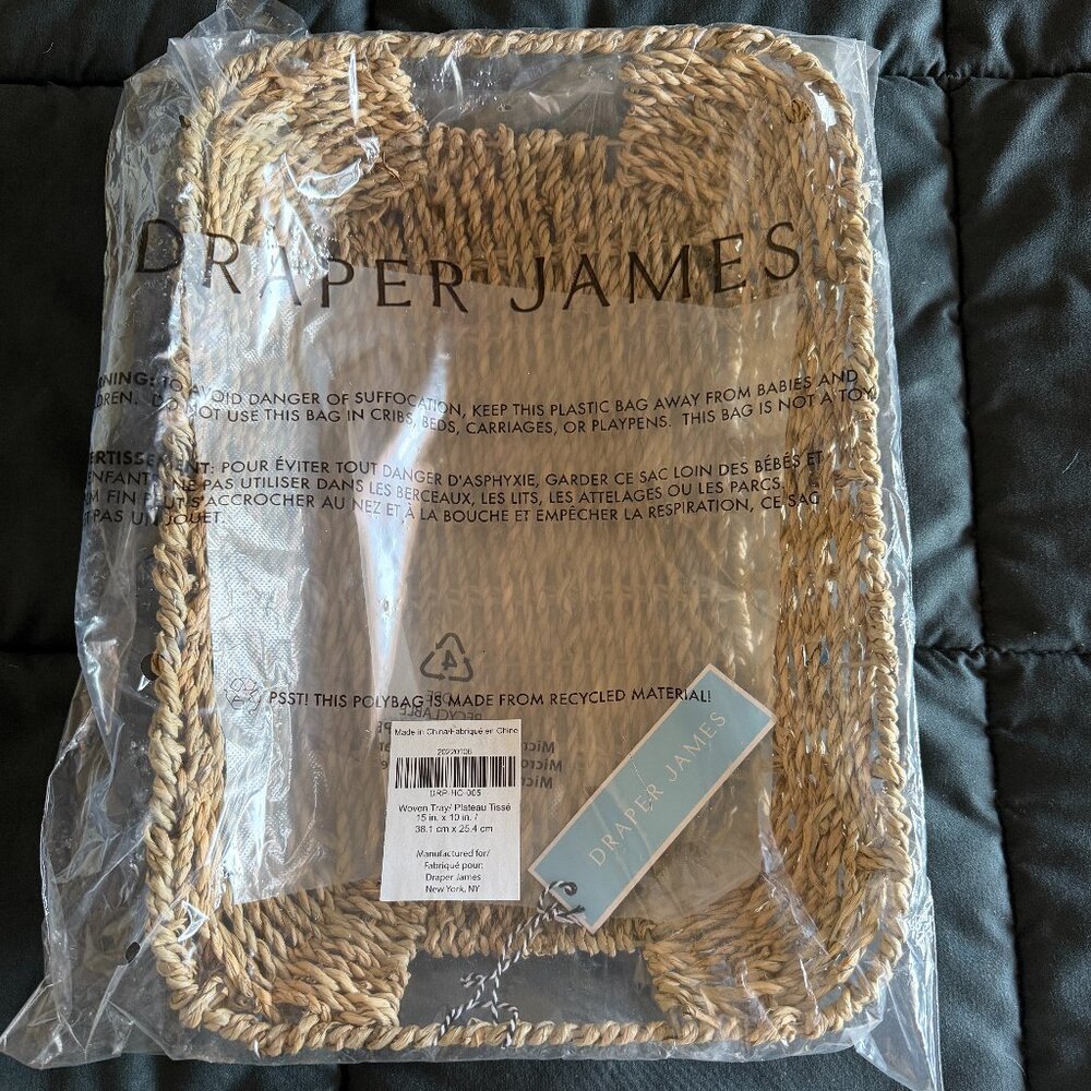 NWT Draper James Woven Seagrass Tray 15" x 10" x 2"